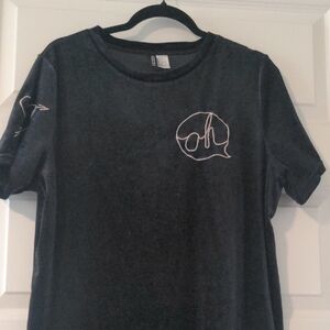 H&M Black Velvet T Shirt Embroidered Dress Size 12